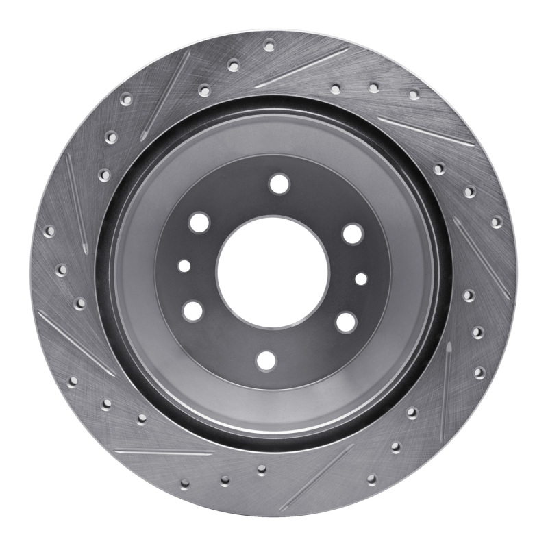 Buick Rainier Brake Rotor (1) - Rear Right - R1 Concepts - Drilled & Slotted - Silver - `02-`09